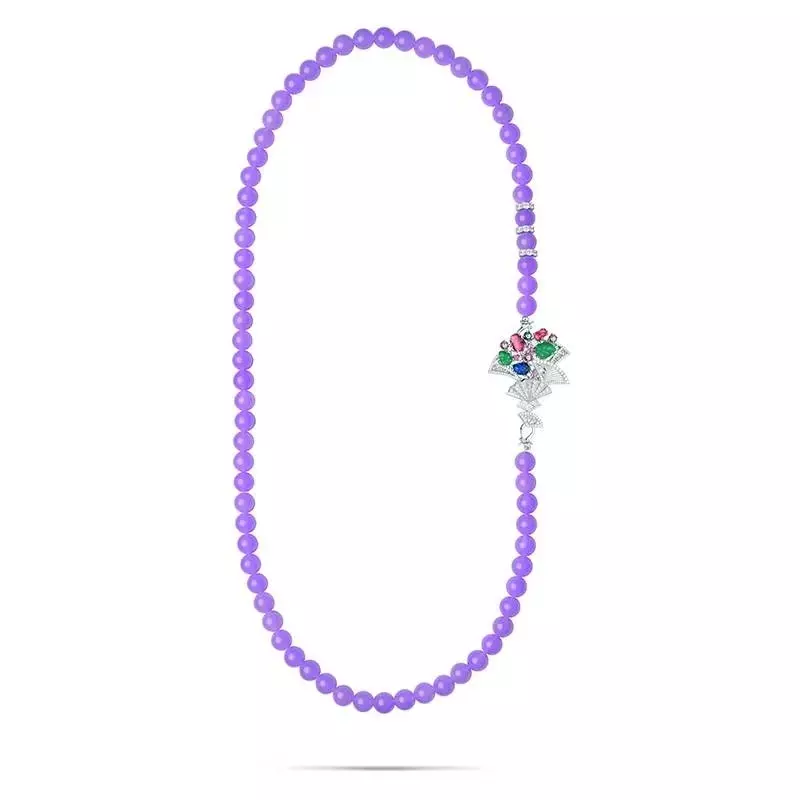 [Purple Qi Ascends from the East] 925 Silver Chalcedony Necklace thumbnail