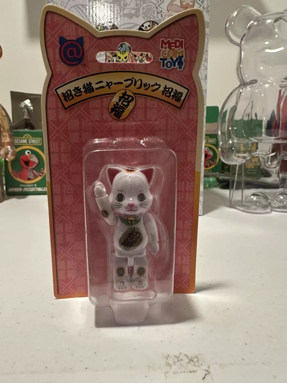 NyaBrick 100% White Lucky Cat Ver 01 Beckoning Maneki Neko Bearbrick NEW SEALED thumbnail