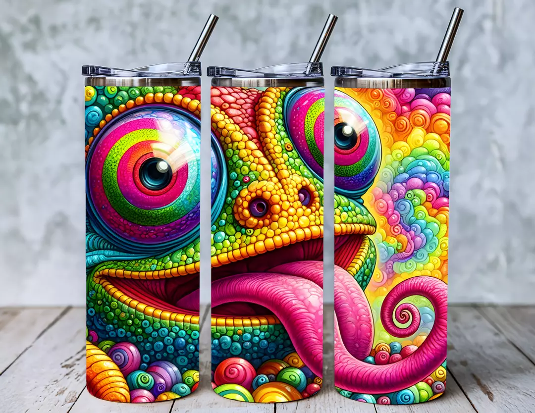 Colorful Chameleon 20oz Tumbler – Handmade (SHIPS FREE) thumbnail