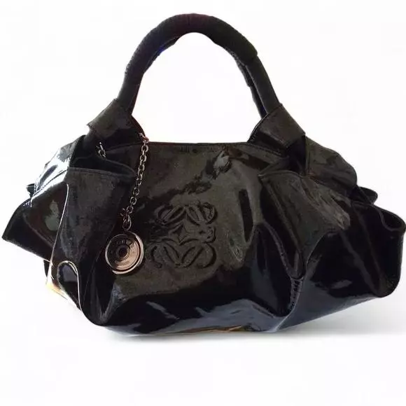 Loewe Napa Aire Black Shimmer Patent Leather Satchel thumbnail