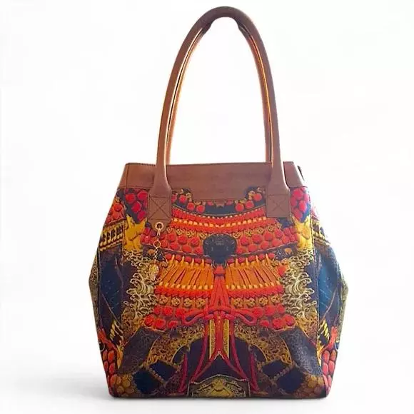 Alexander McQueen Samurai Heroine Tote Bag – Canvas & Leather with Skull Charm thumbnail