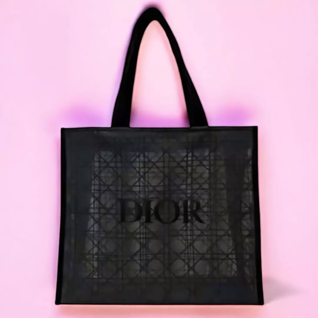 Dior Beauty Cannage Pattern Mesh Tote Bag with Velvet Handles. thumbnail