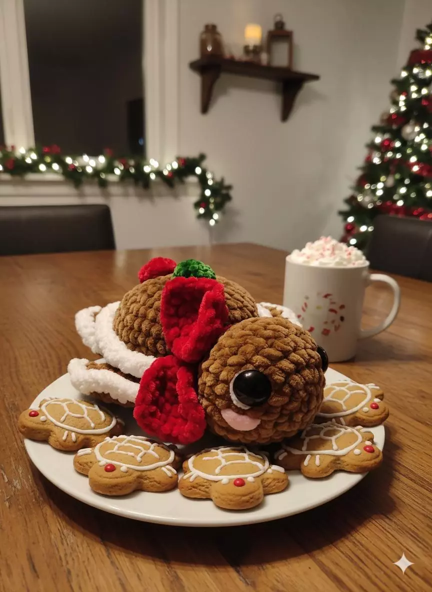 Gingerbread turtle plushie crochet toy thumbnail