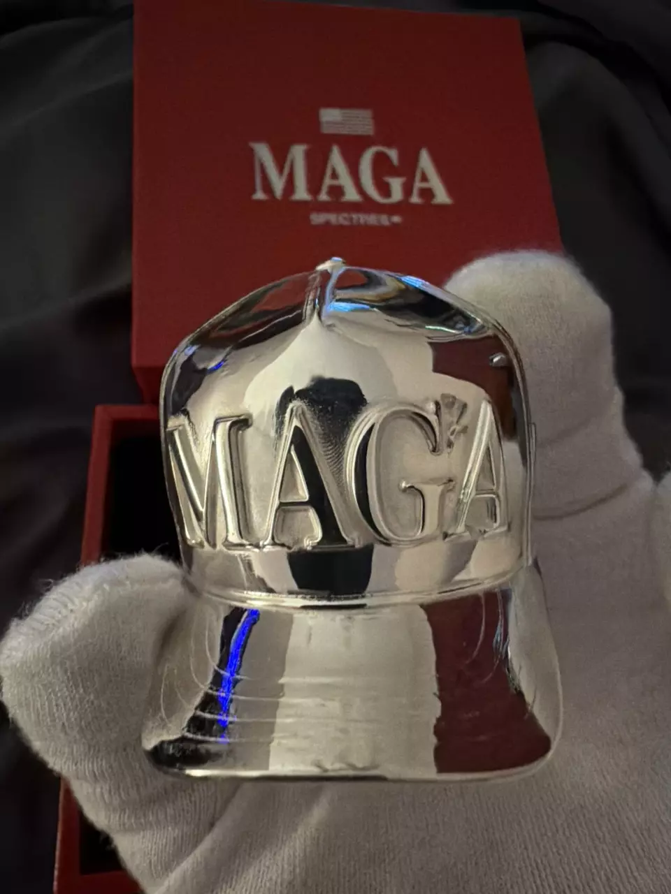 SPECTRES MINT- Trump MAGA Hat made out of 2ozt .999 Solid Silver! READ BELOW thumbnail
