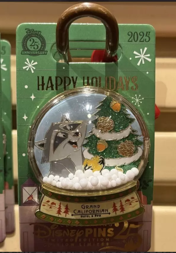 2025 Disney Grand Californian Hotel Snow Globe Pin Meeko Pocahontas LE thumbnail