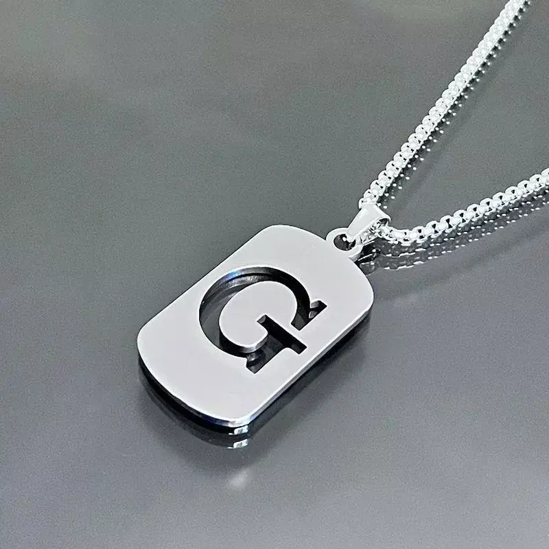 1545  Silver Titanium Steel Letter "G" Pendant with 24in Chain thumbnail