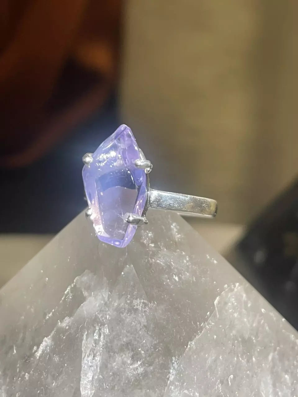 Lavender Moon Quartz size 10 Sterling Silver Ring thumbnail