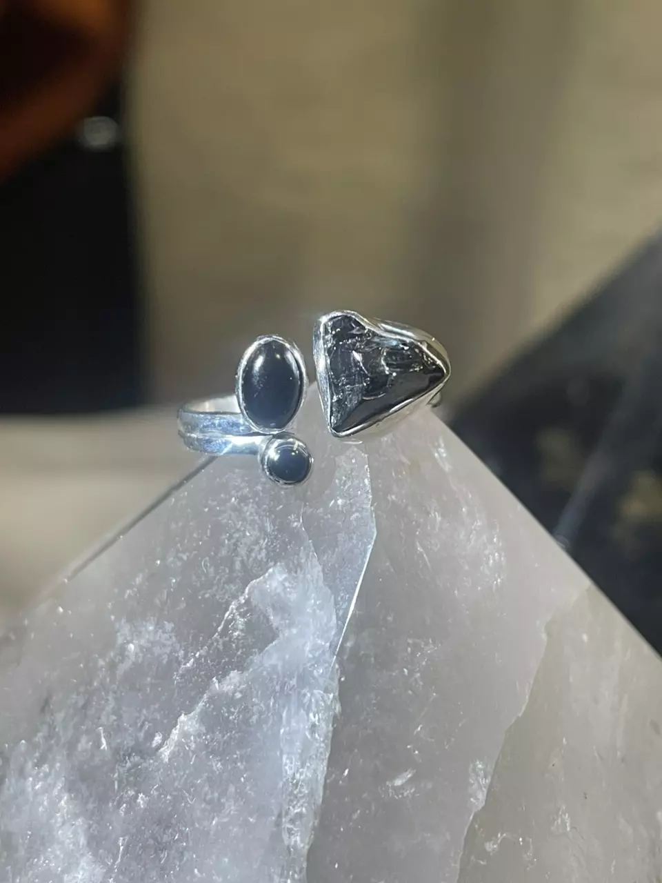 Elite Russian Shungite size 7-8 Sterling Silver Ring thumbnail