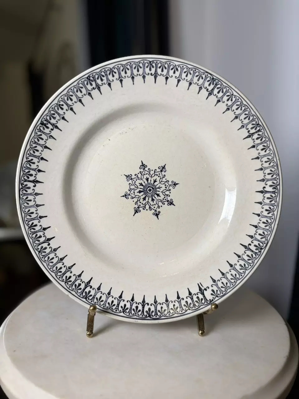 Antique Saint-Amand Ironstone Plate | 1910–1925 | Blue Design thumbnail