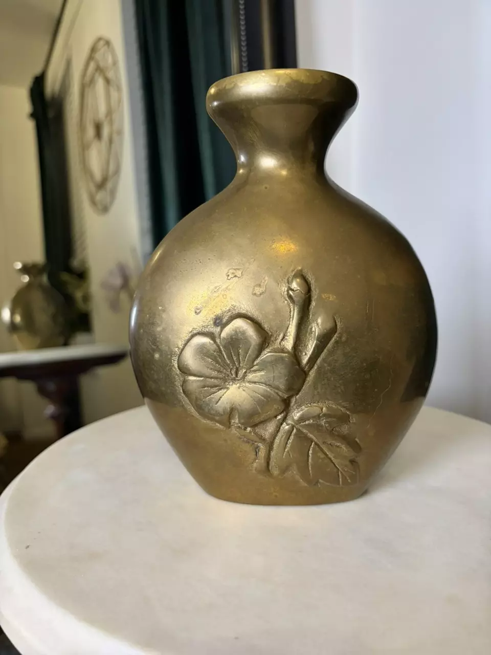 Vintage Solid Brass Floral Vase thumbnail