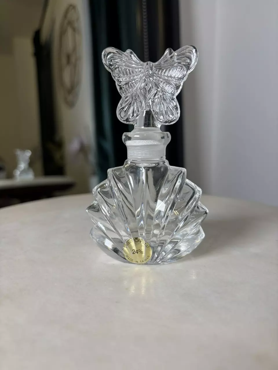 Lead Crystal Butterfly Perfume Bottle with Stopper thumbnail