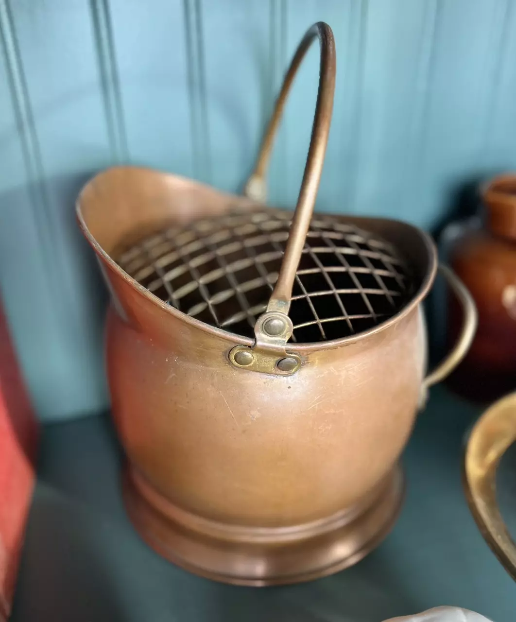 Copper Helmet Scuttle with Flower Grate thumbnail