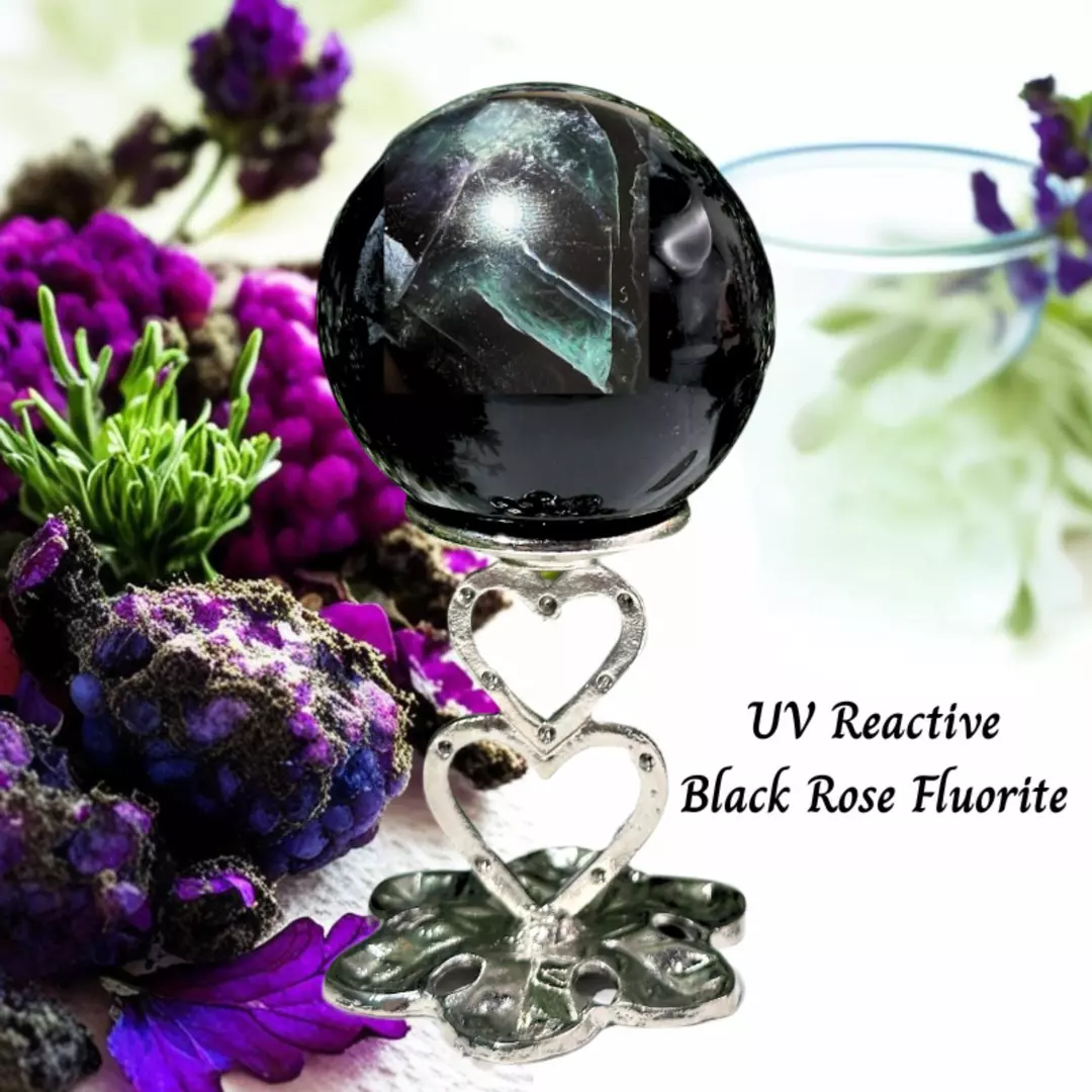 UV Reactive Black Rose Fluorite Sphere thumbnail