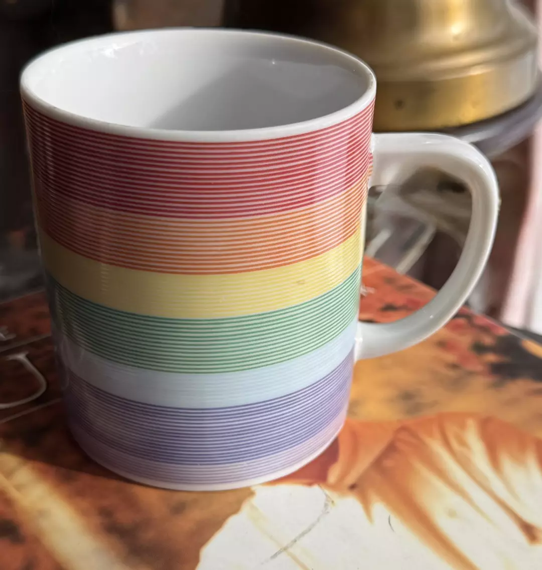 Rainbow stripe mug made in Japan thumbnail