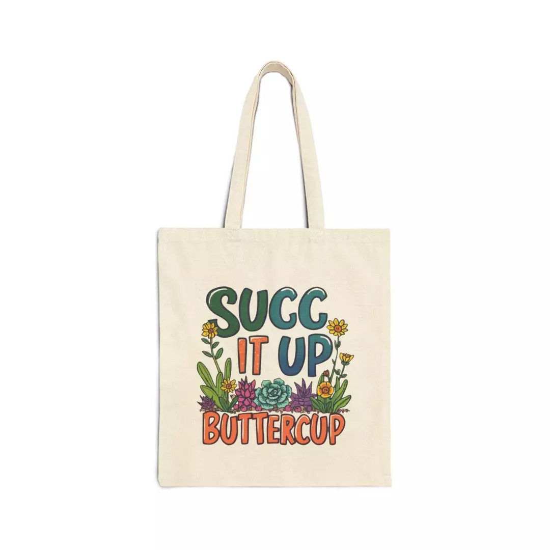 Succ It Up Buttercup Tote Bag | Succulent Floral Illustration thumbnail