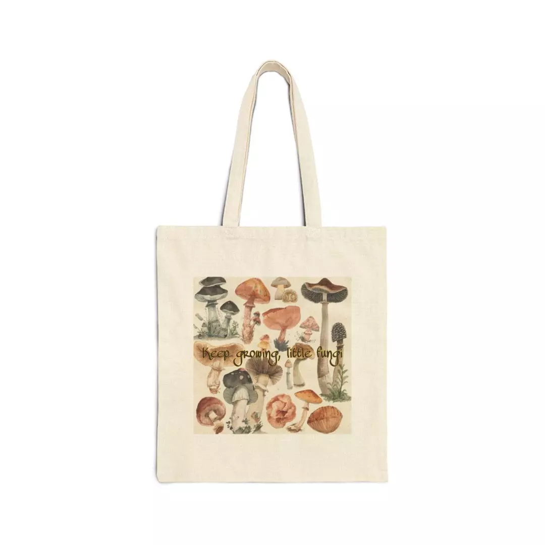 Vintage Botanical Mushrooms Tote Bag | Mushroom Illustration Canvas thumbnail