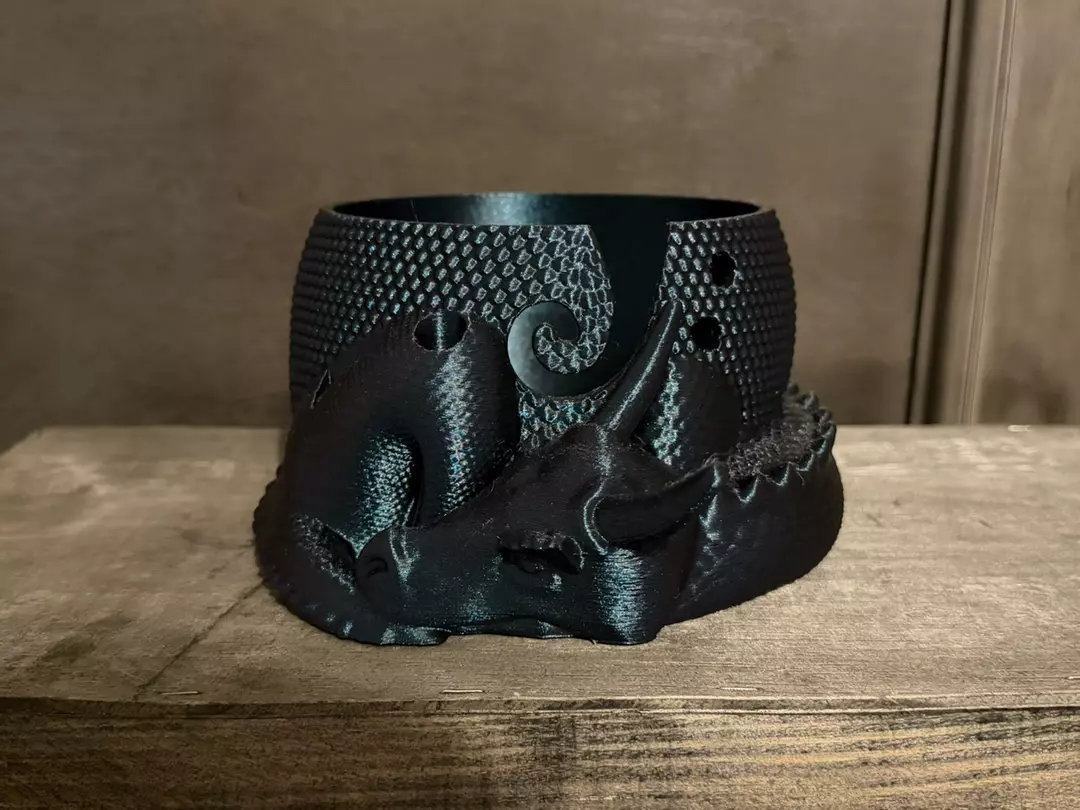 3D Printed Knitted Dragon Yarn Bowl Blue thumbnail