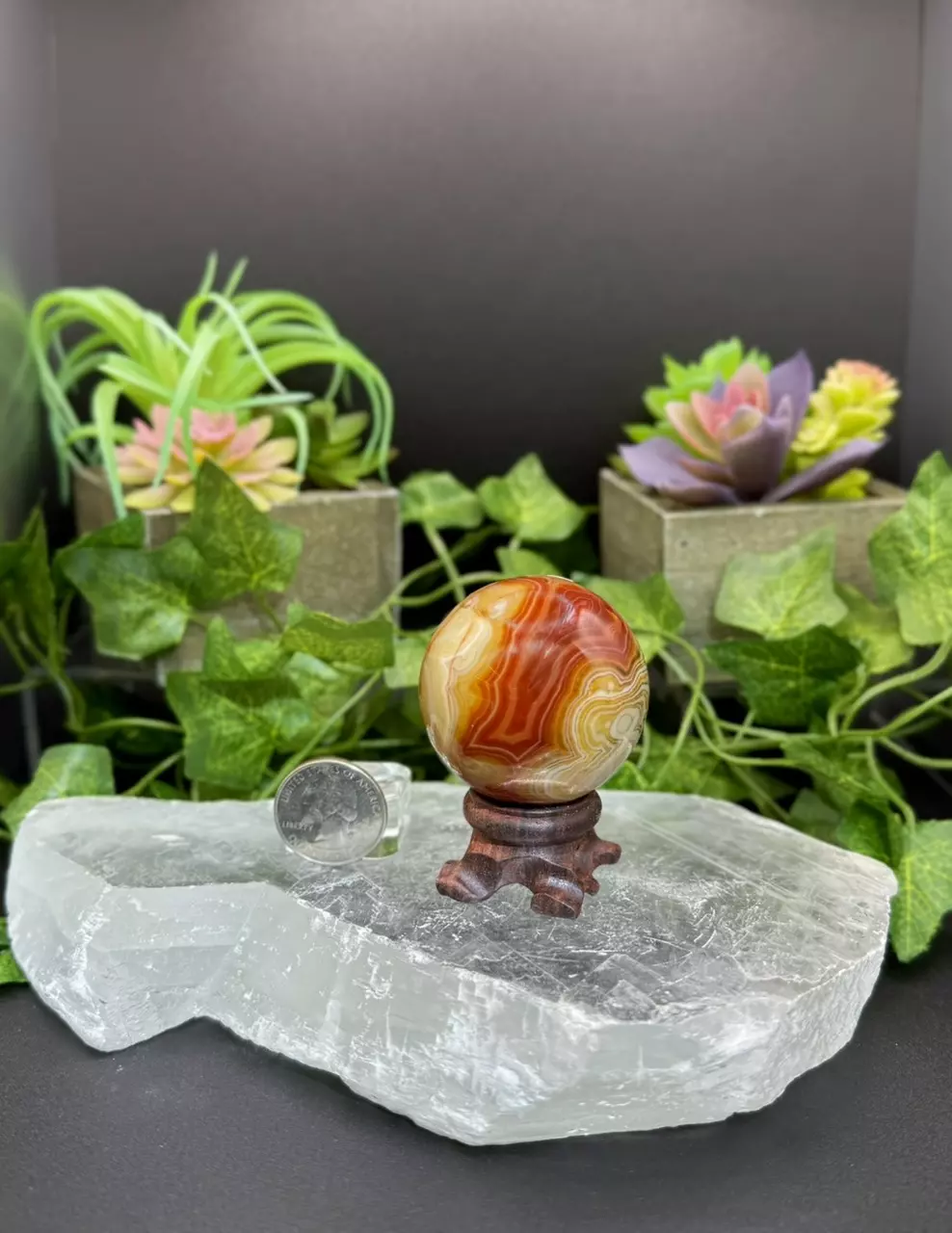 46 mm sardonix/carnelian agate sphere thumbnail