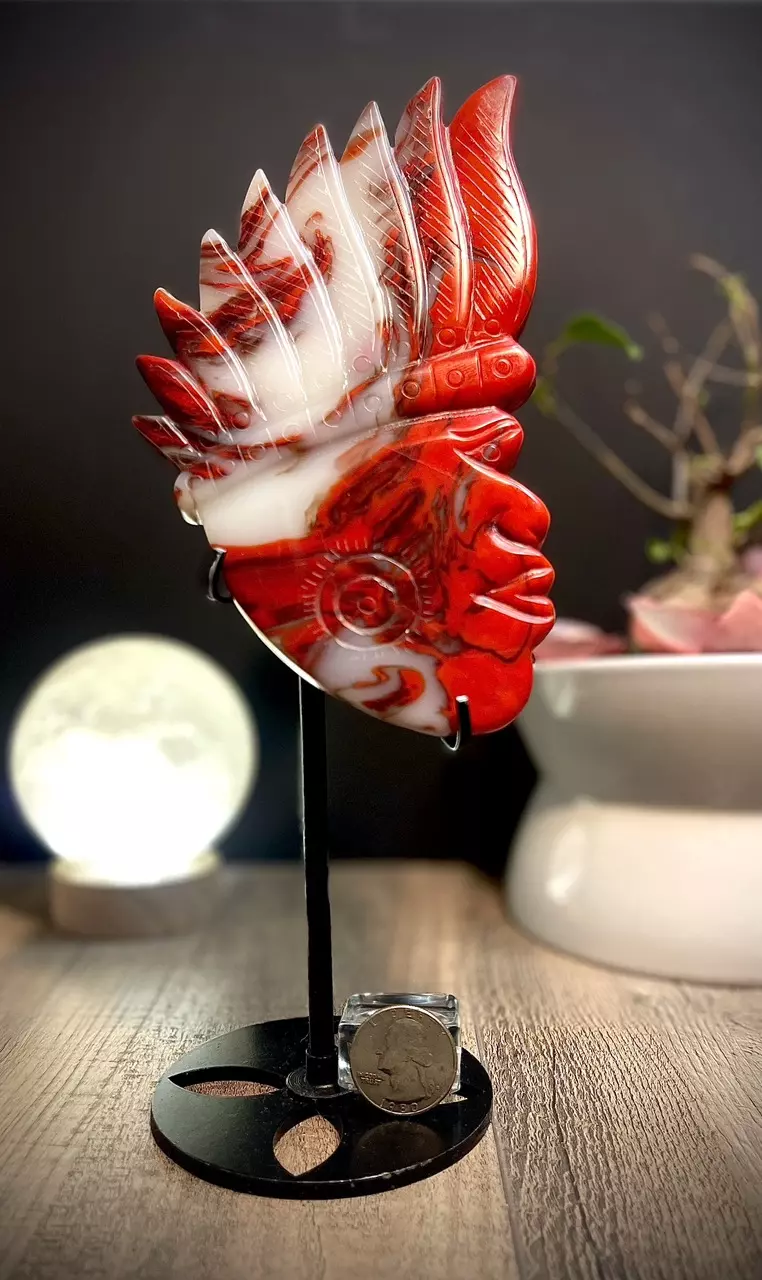 Hand carved - Enhanced Nephrite Jade Indigenous head thumbnail