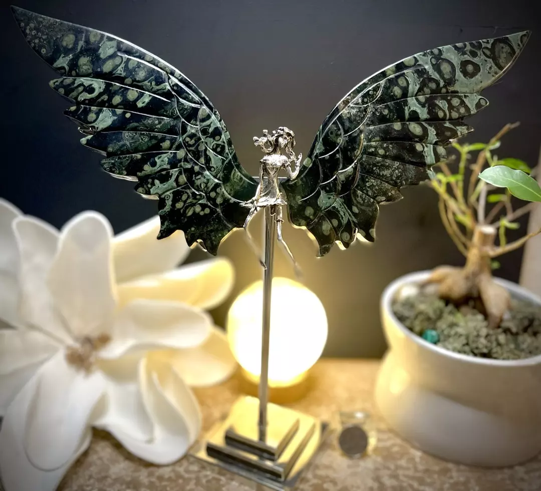 XL kombaba jasper HQ fairy wings w/stand thumbnail