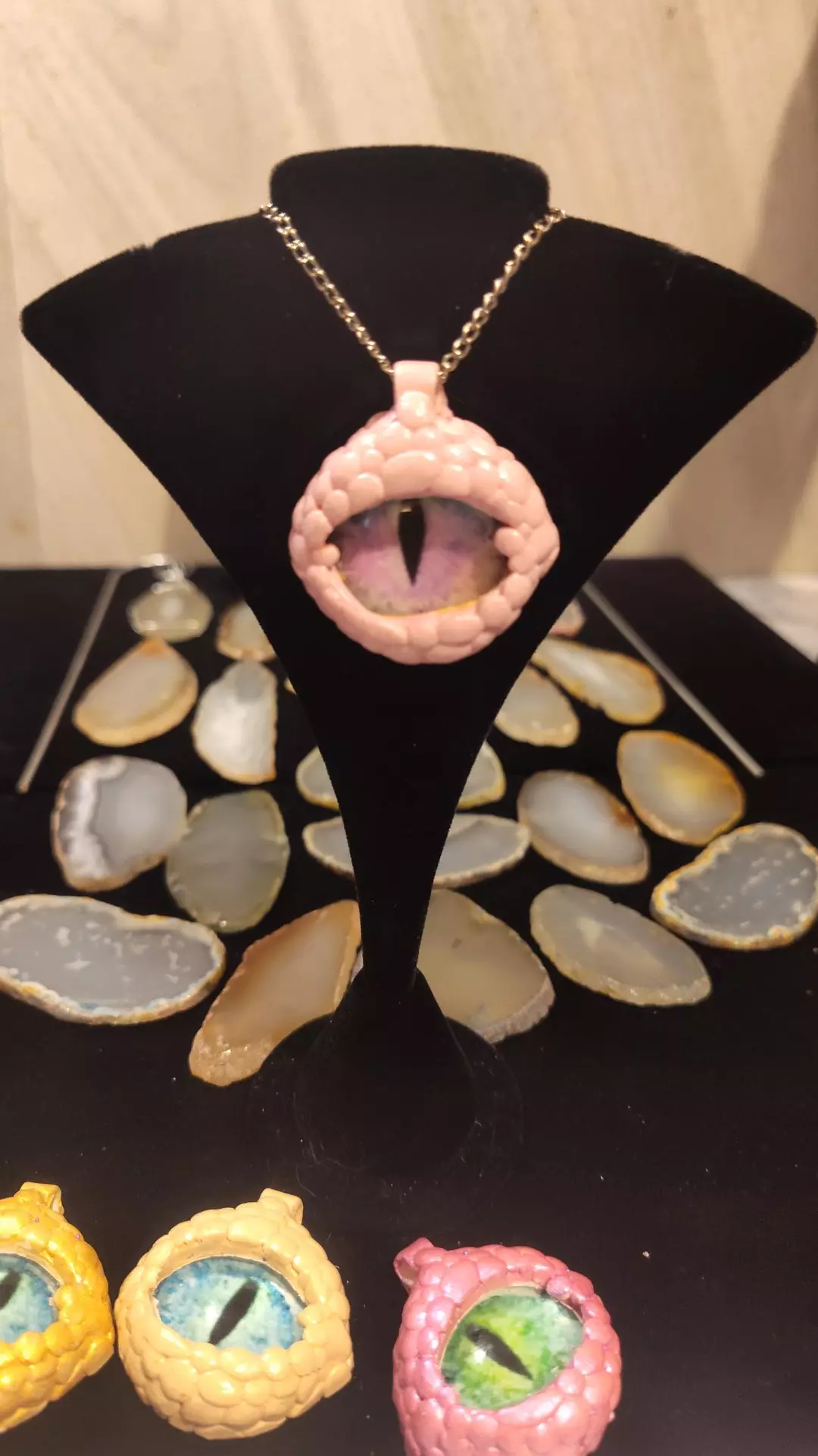 Pink Reptile Eye necklace thumbnail