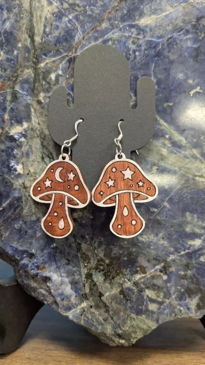 Wood stain mushy earrings thumbnail