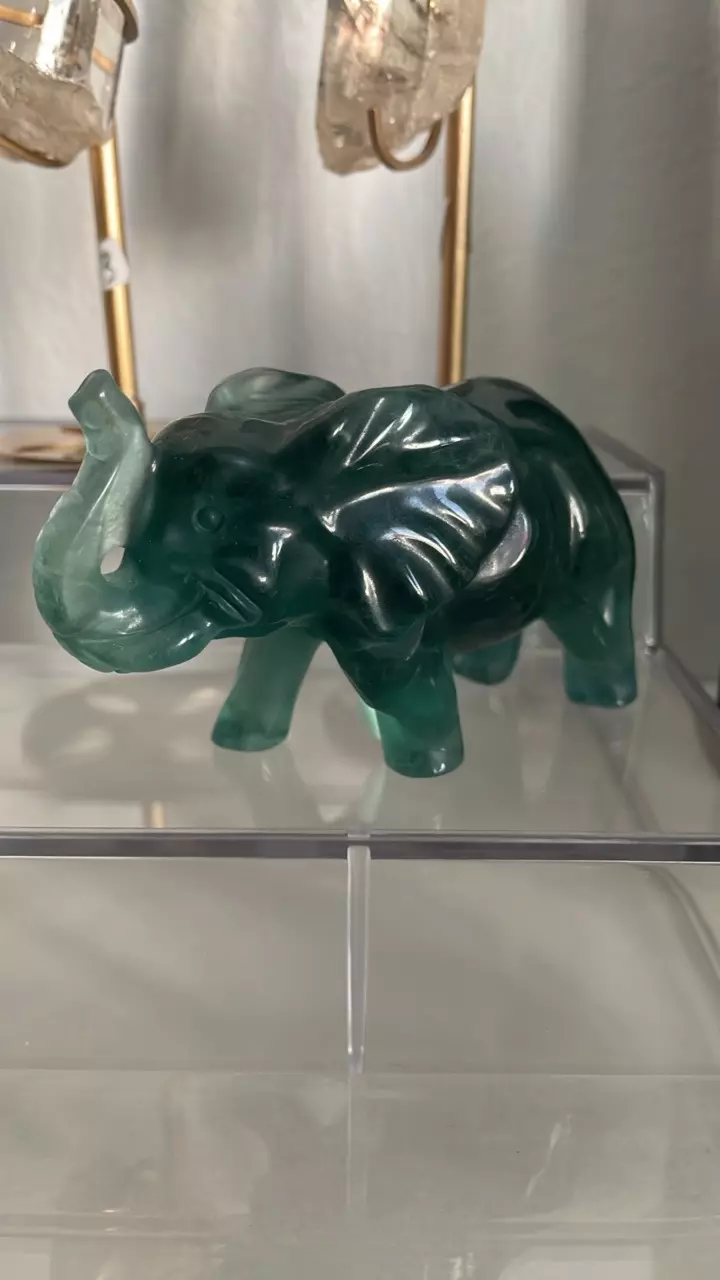 Green Fluorite Elephant carving thumbnail