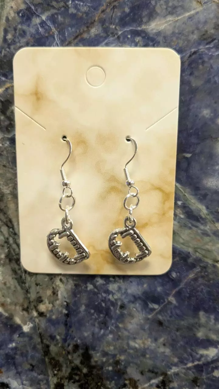 Silver vampire charm earrings. thumbnail