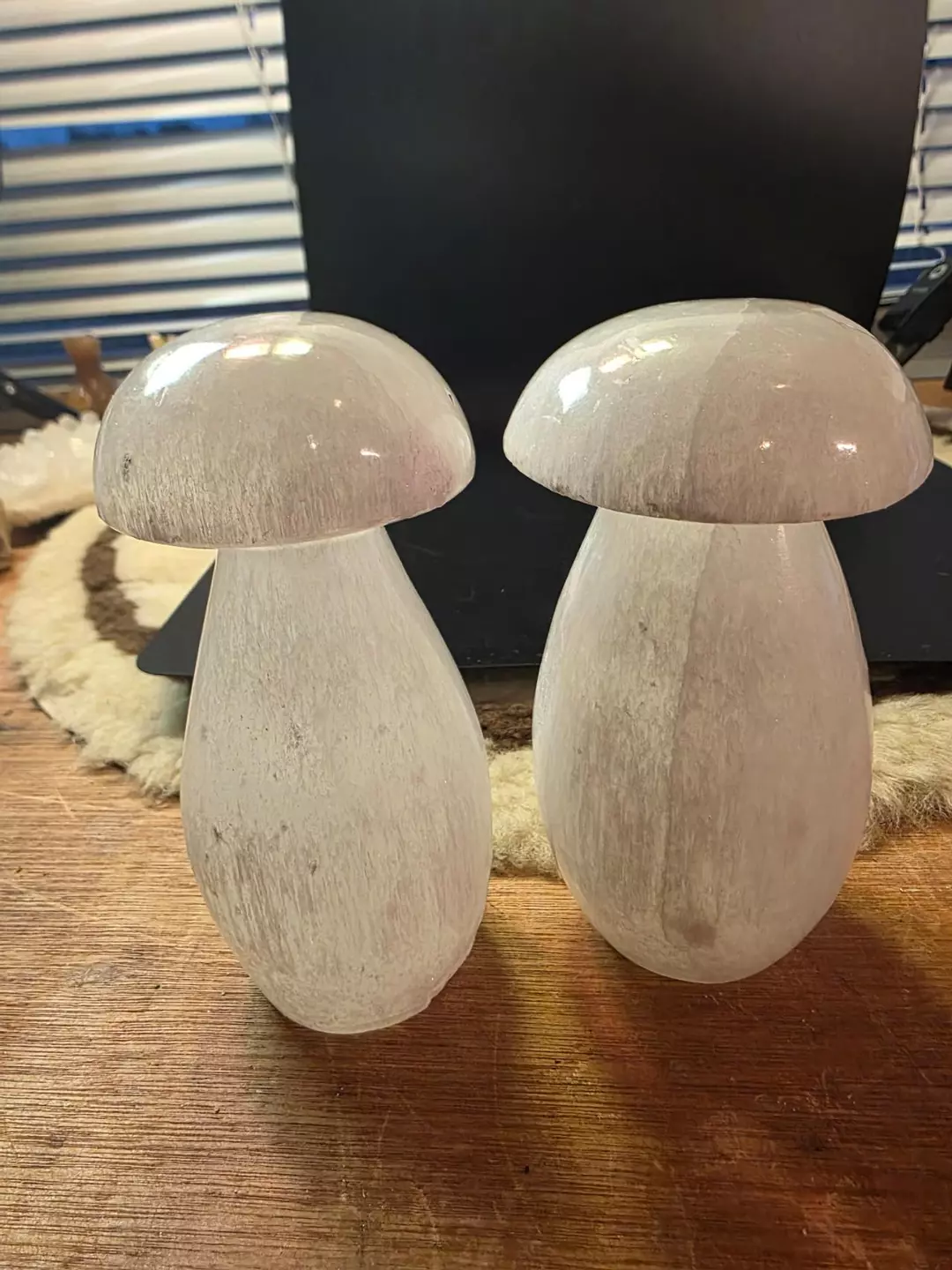 As-Is Mushroom Lamp, Selenite - Satin Spar thumbnail