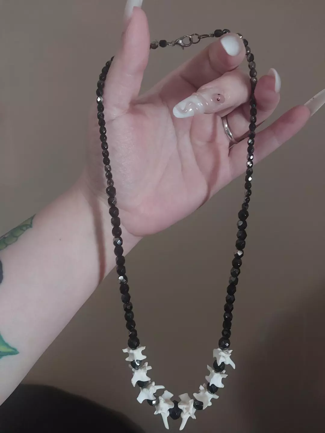 Snake vertebrae handmade one of a kind necklace thumbnail