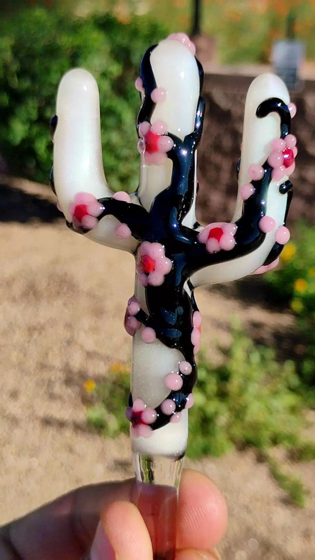 White satin 🌸 Cherry Blossom Saguaro Pot Pal thumbnail