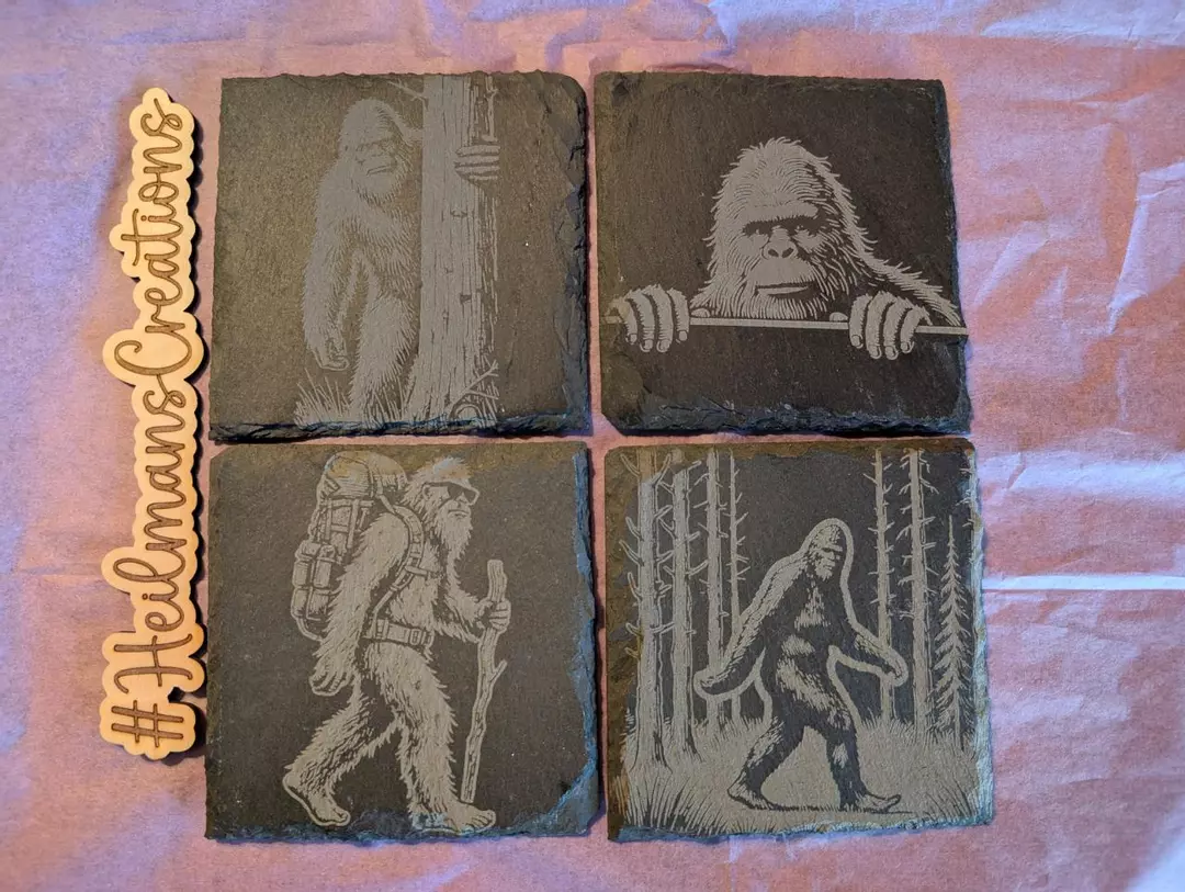 Big Foot Laser Engraved Slate Coaster Set of 4 thumbnail