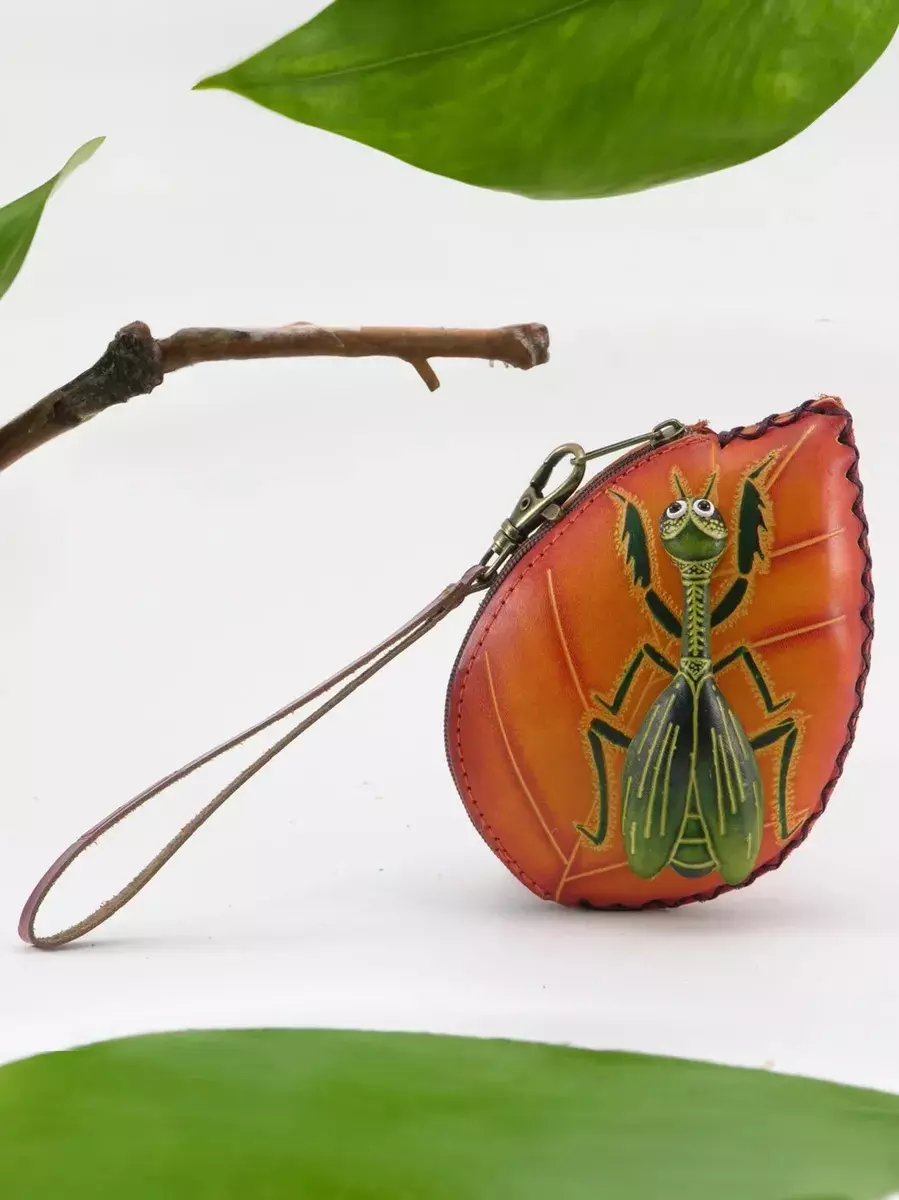 Praying Mantis Leather Wristlet thumbnail
