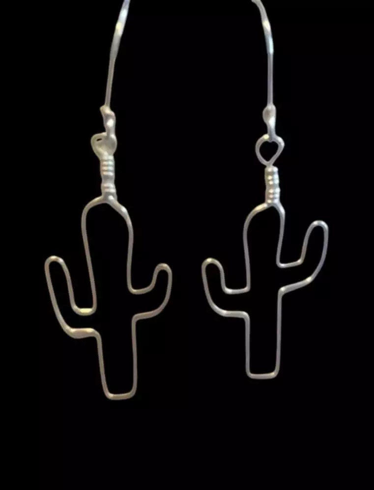 Sterling silver Cactus Earrings Cacti Earrings thumbnail