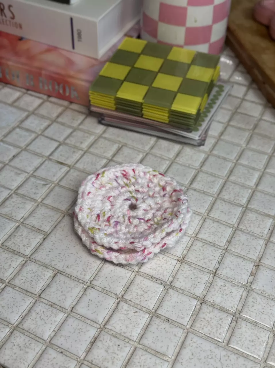 Handmade crochet coaster - sprinkles thumbnail