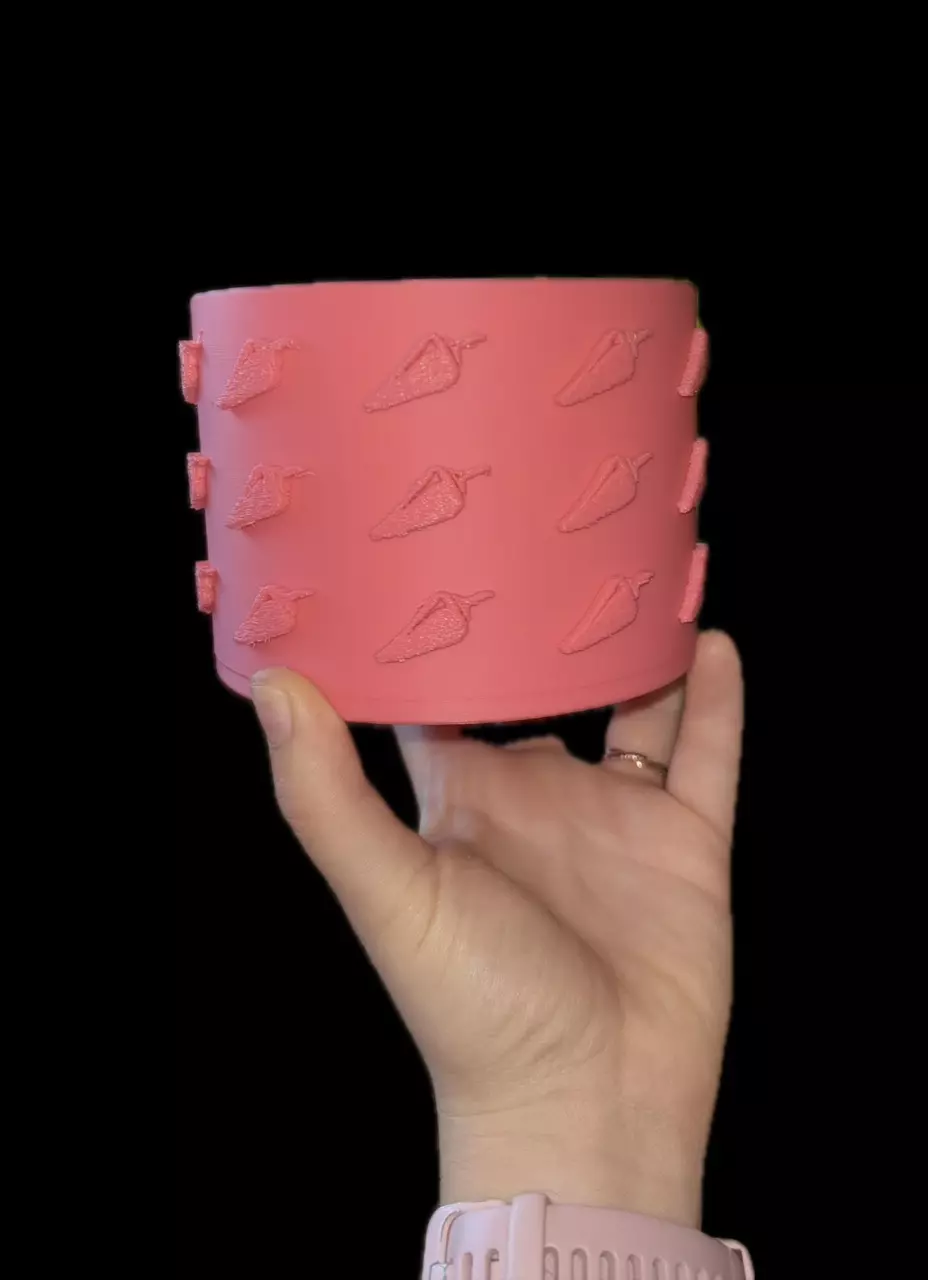 Pink Embroidered Chili Pepper Pot thumbnail