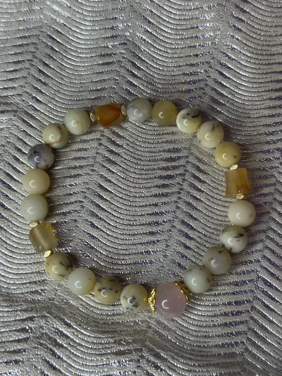 Dendritic Opal/Rose Quartz/Agate Stretch Bracelet thumbnail