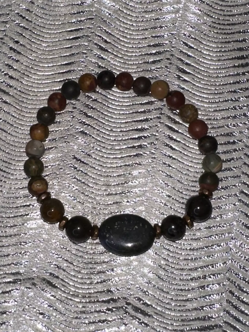 Red Creek Jasper and Jasper with Pyrite Stretch Bracelet thumbnail