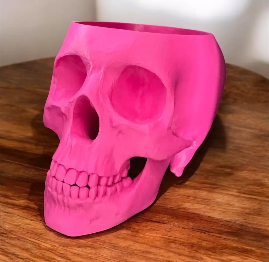 Large Hot Pink Skull Planter thumbnail