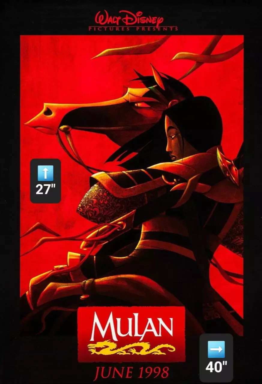 MULAN MOVIE POSTER 27x40 Double Sided Advance Style 1998 DISNEY ANIMATION thumbnail