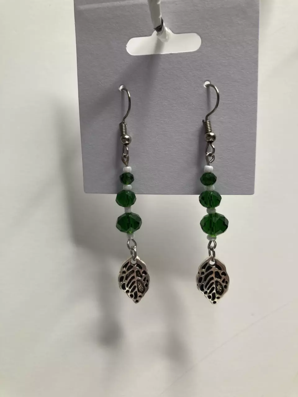 Green Beaded Dangly Earrings thumbnail