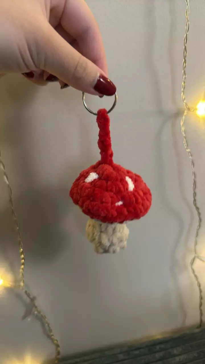 Crochet mushroom keychain thumbnail