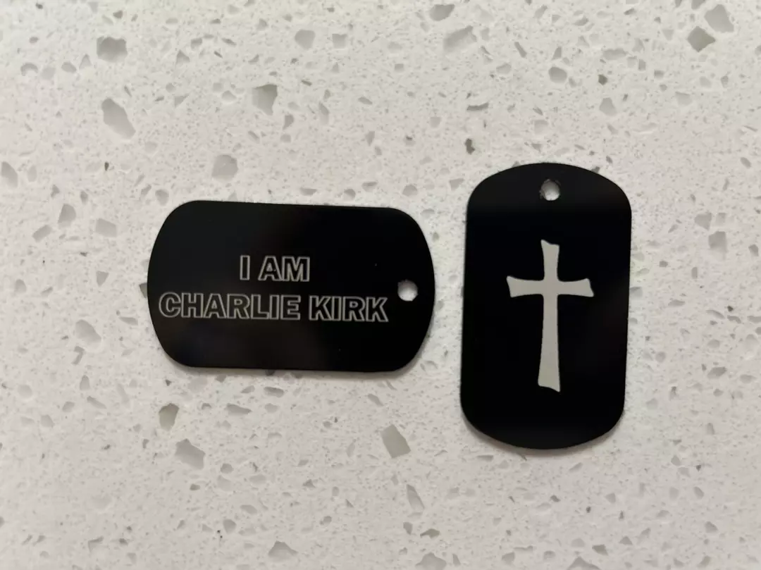 I AM CHARLIE KIRK dog tag keychain thumbnail