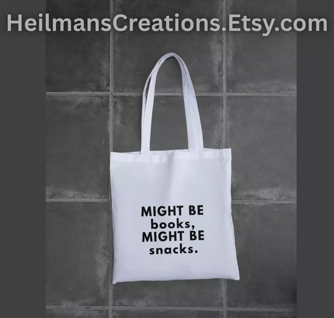 Might be books, might be snacks canvas tote bag thumbnail