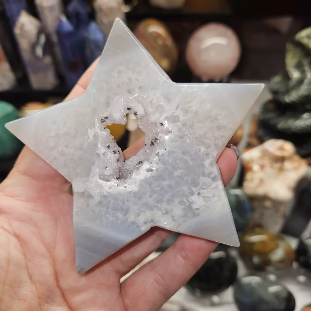 Druzzy Agate Star with Hematite thumbnail