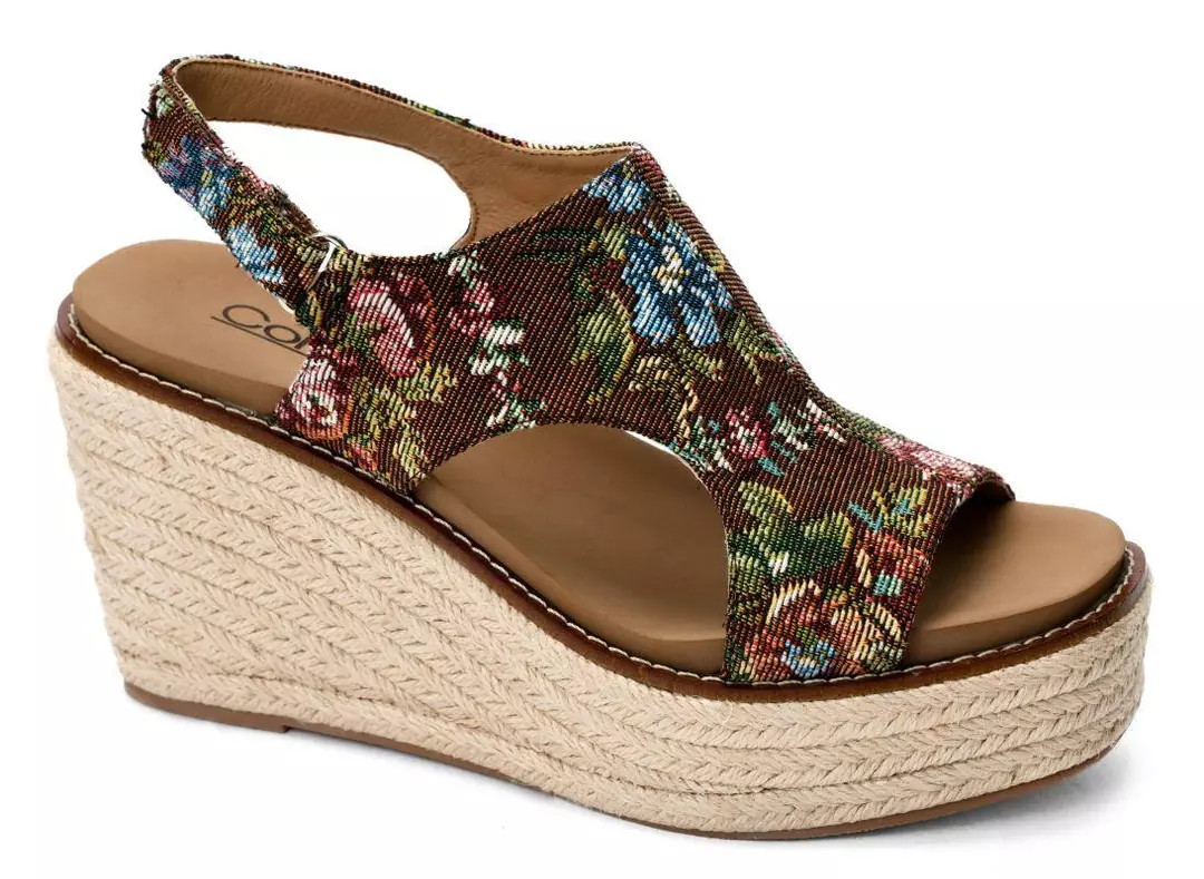 Corkys Floral Dreams Platform Wedge – Black or Rust Braided Espadrille Sandals (Sizes 7–11) thumbnail