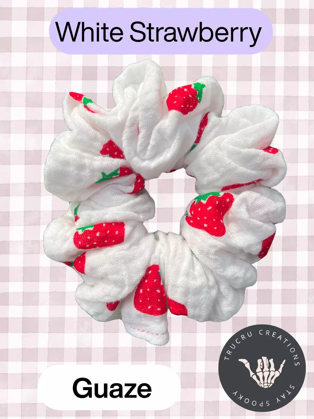White Strawberry Scrunchie thumbnail