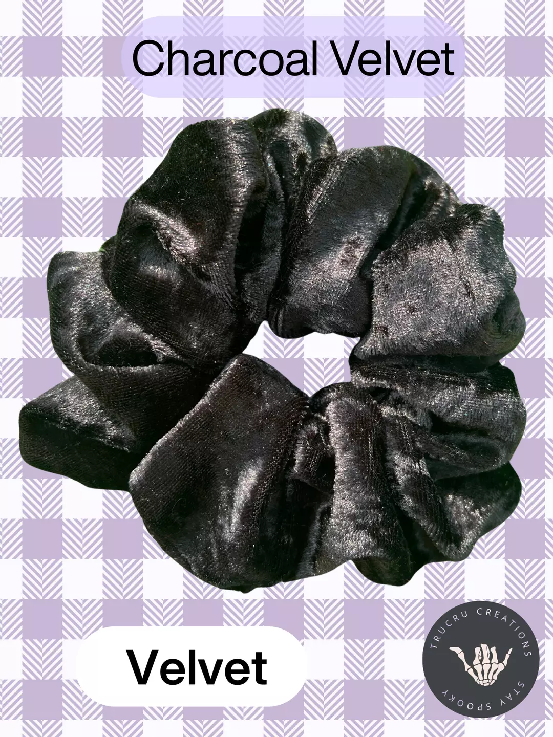 Charcoal Velvet Scrunchie thumbnail
