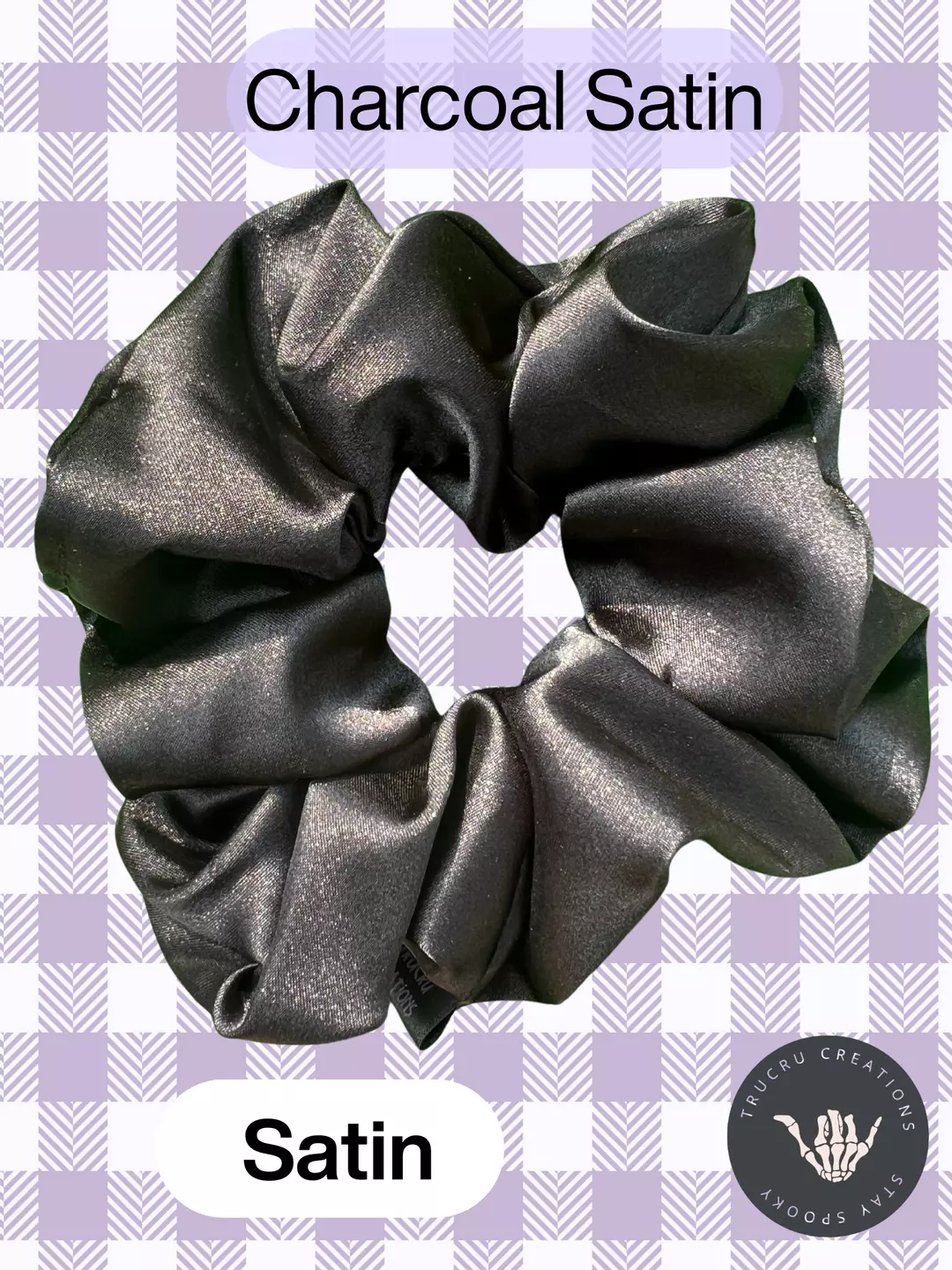 Charcoal Satin Scrunchie thumbnail