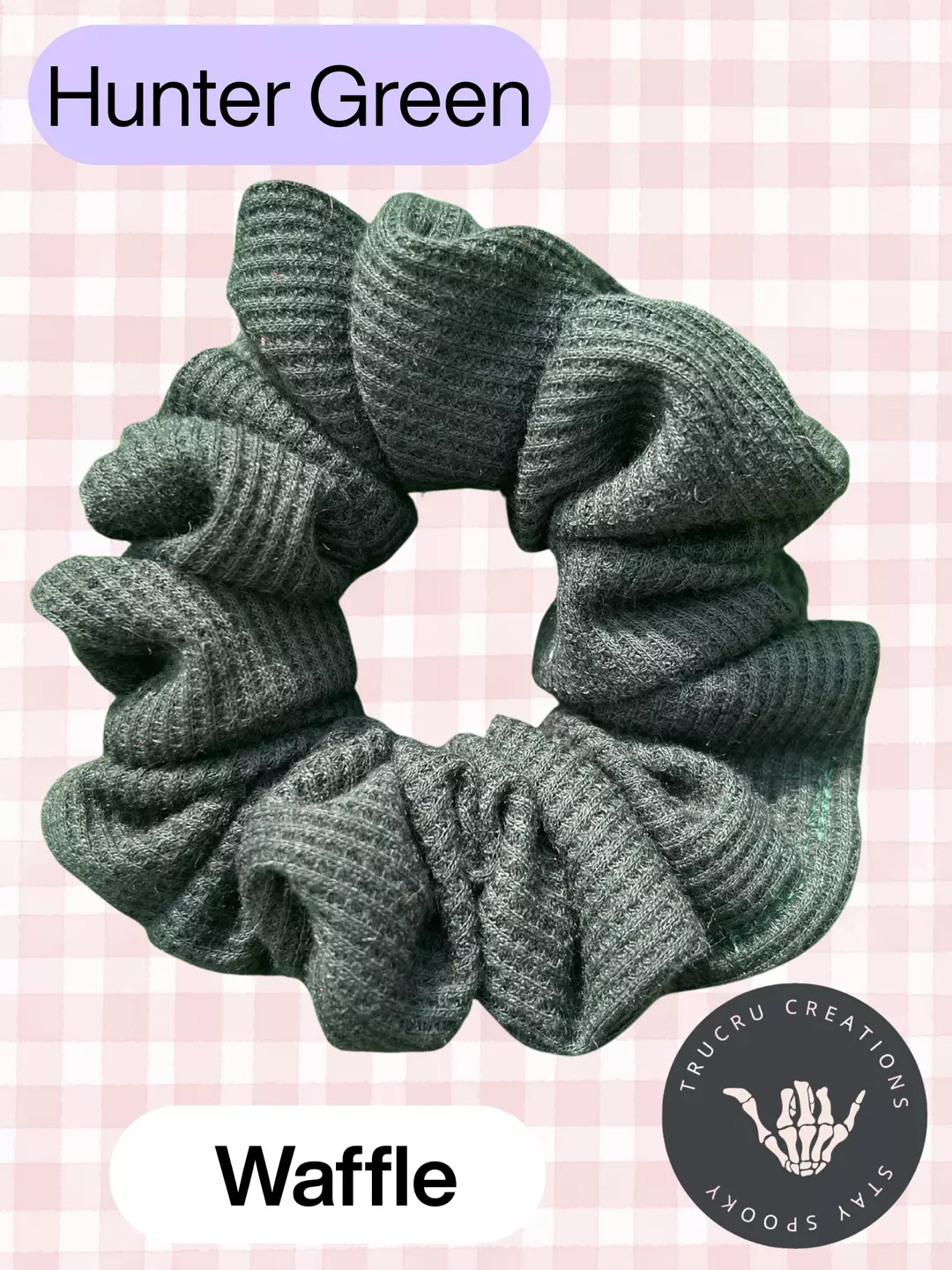 Hunter Green Waffle Scrunchie thumbnail